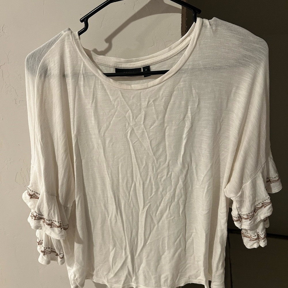 Women's Cream Top with Ruffle Sleeves